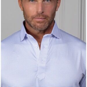 Collars & Co Firm Collar Featherweight Flex Shirt White/Blue Stripe Size Large